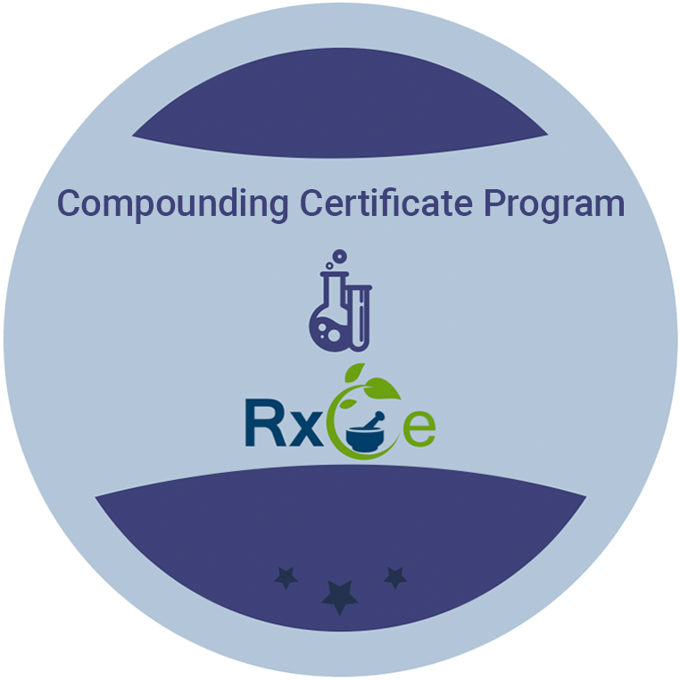 Completion badge for the pharmacist and pharmacy tech certificate program Fundamentals of Nonsterile Compounding Certificate